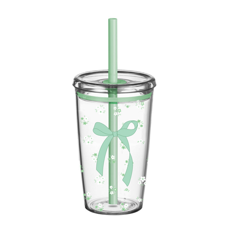 Wholesale 450ml Tritan straw cup milk tea cup coffee cup with printing simple straw cup